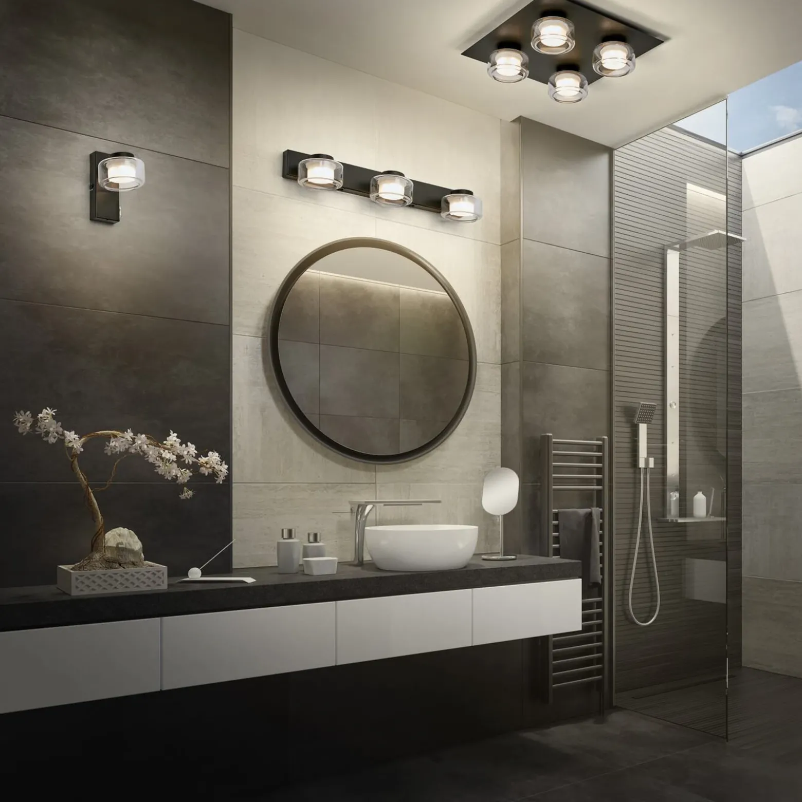 LEDVANCE Aplique de pared LED Orbis Flame, 1 luz, negro, IP44