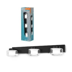 LEDVANCE Aplique de pared LED Orbis Flame, 3 luces, negro, IP44