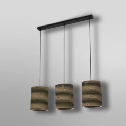 LEDVANCE Lámpara colgante cilíndrica, 3 luces, marrón, cartón ondulado