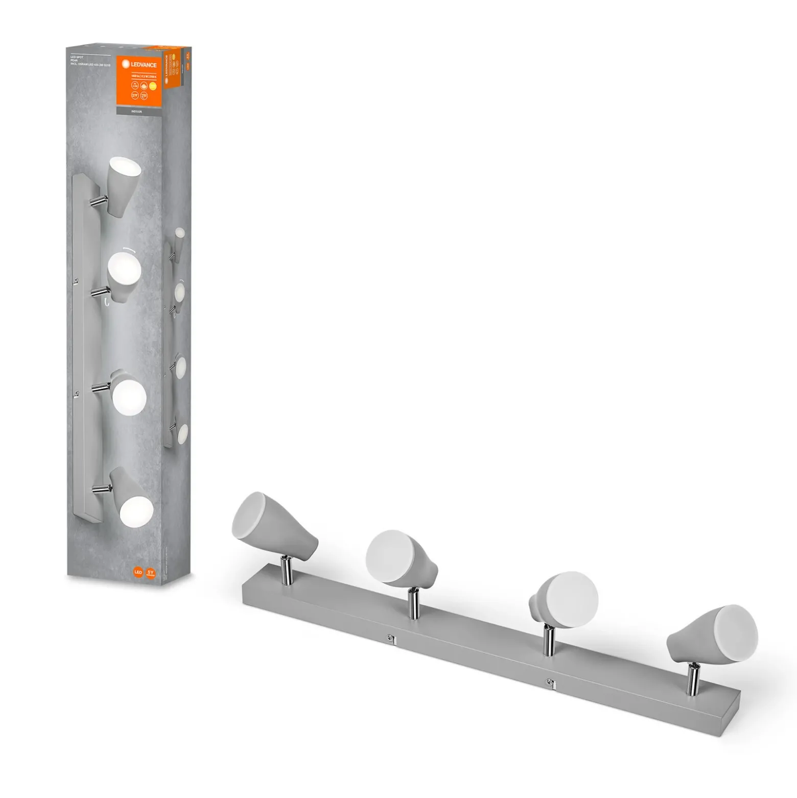 LEDVANCE Pear foco de superficie GU10 4 luz gris