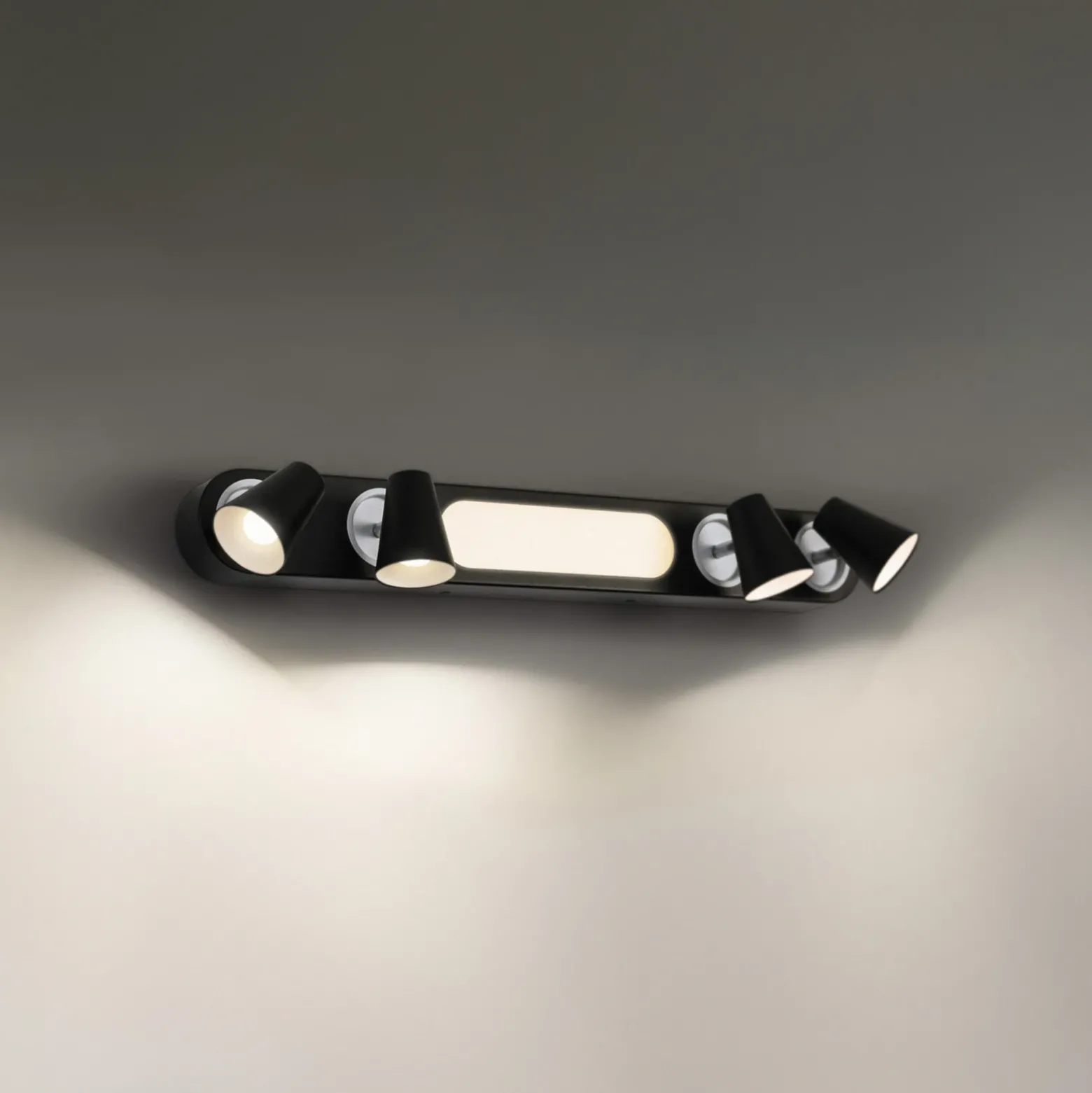 LEDVANCE Plafón LED Neptune, 4 focos, negro