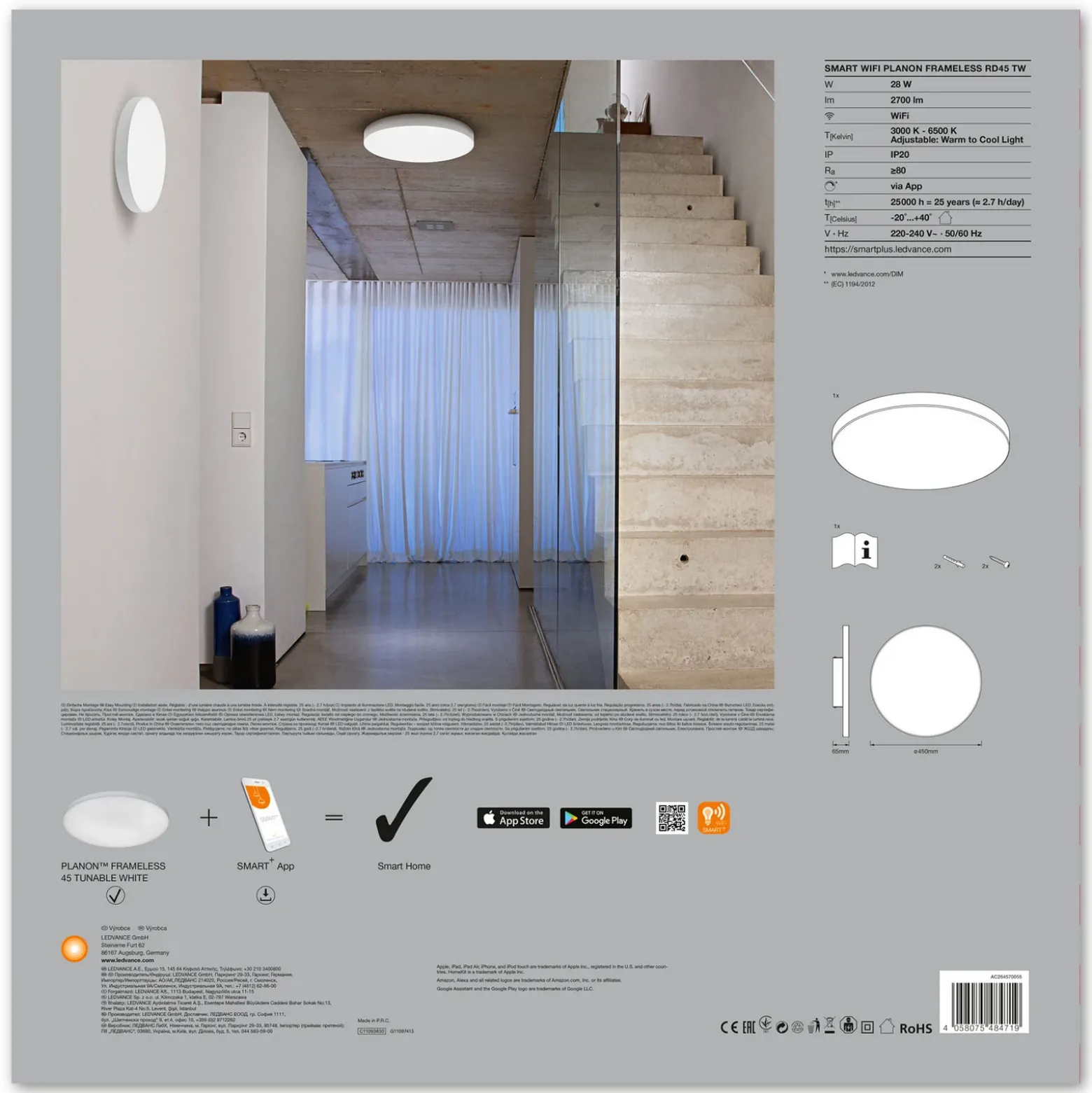 LEDVANCE SMART+ WiFi Planon panel LED CCT Ø45cm
