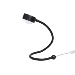 LightMe lámpara de mesa Powerlens Snake, negra, brazo flexible