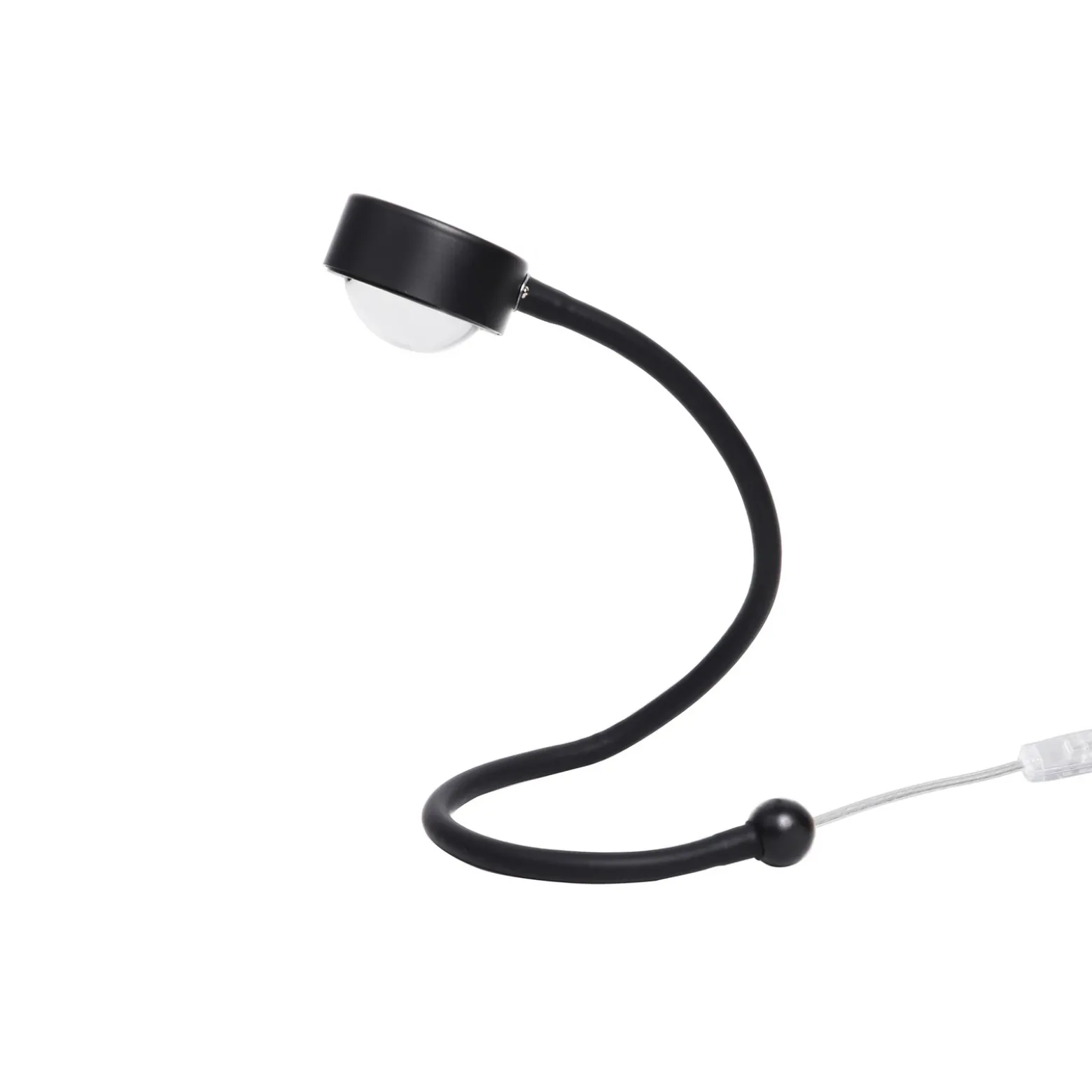 LightMe lámpara de mesa Powerlens Snake, negra, brazo flexible