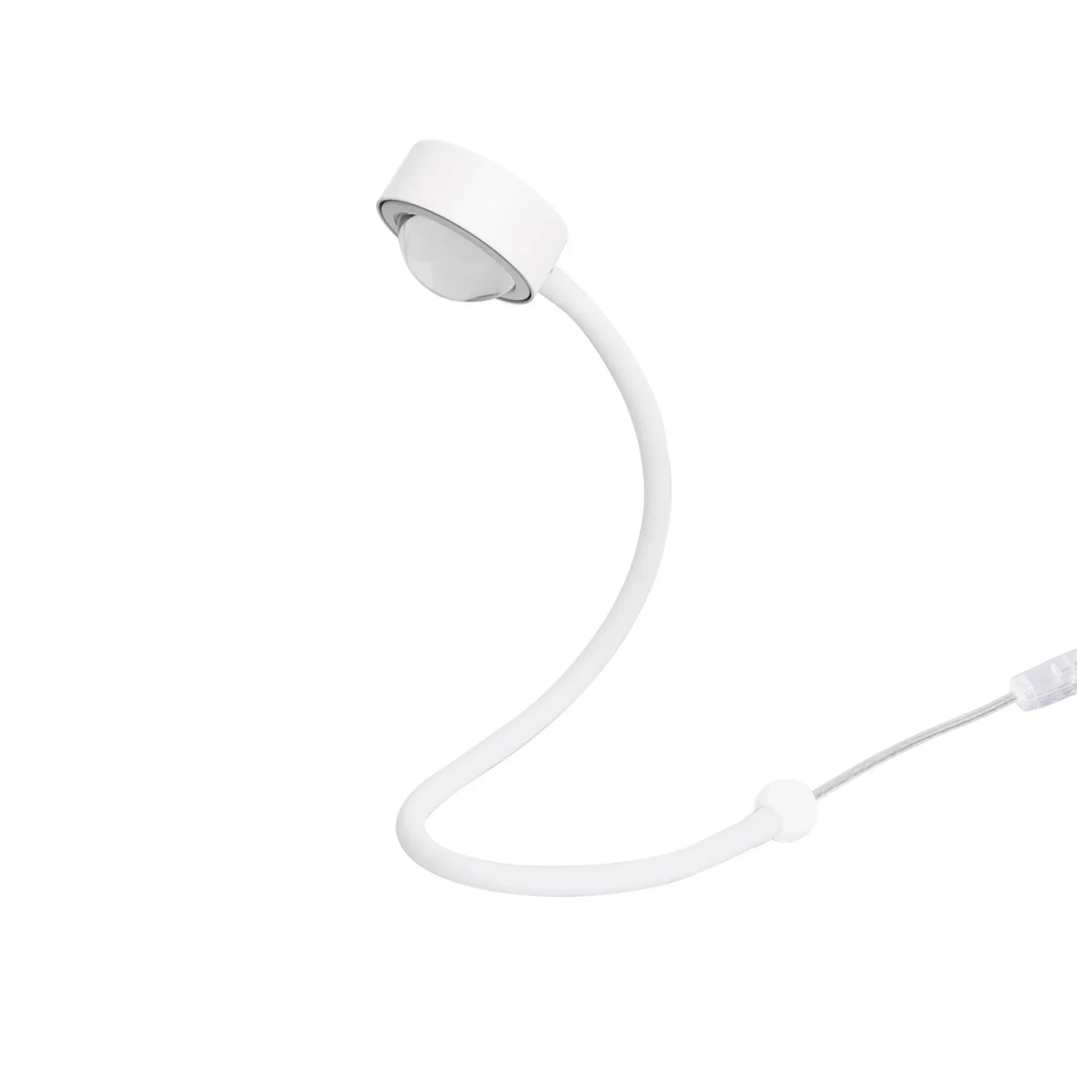 LightMe lámpara de mesa Powerlens Snake, blanca, brazo flexible