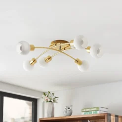 Lindby Agmar plafón, latón, 6 luces