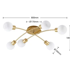 Lindby Agmar plafón, latón, 6 luces