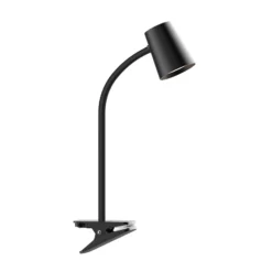 Lindby Ailina Lámpara de mesa LED, base de pinza, negra