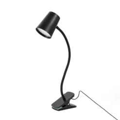 Lindby Ailina Lámpara de mesa LED, base de pinza, negra