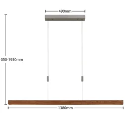 Lindby Alimara lámpara colgante LED, madera, longitud 138 cm