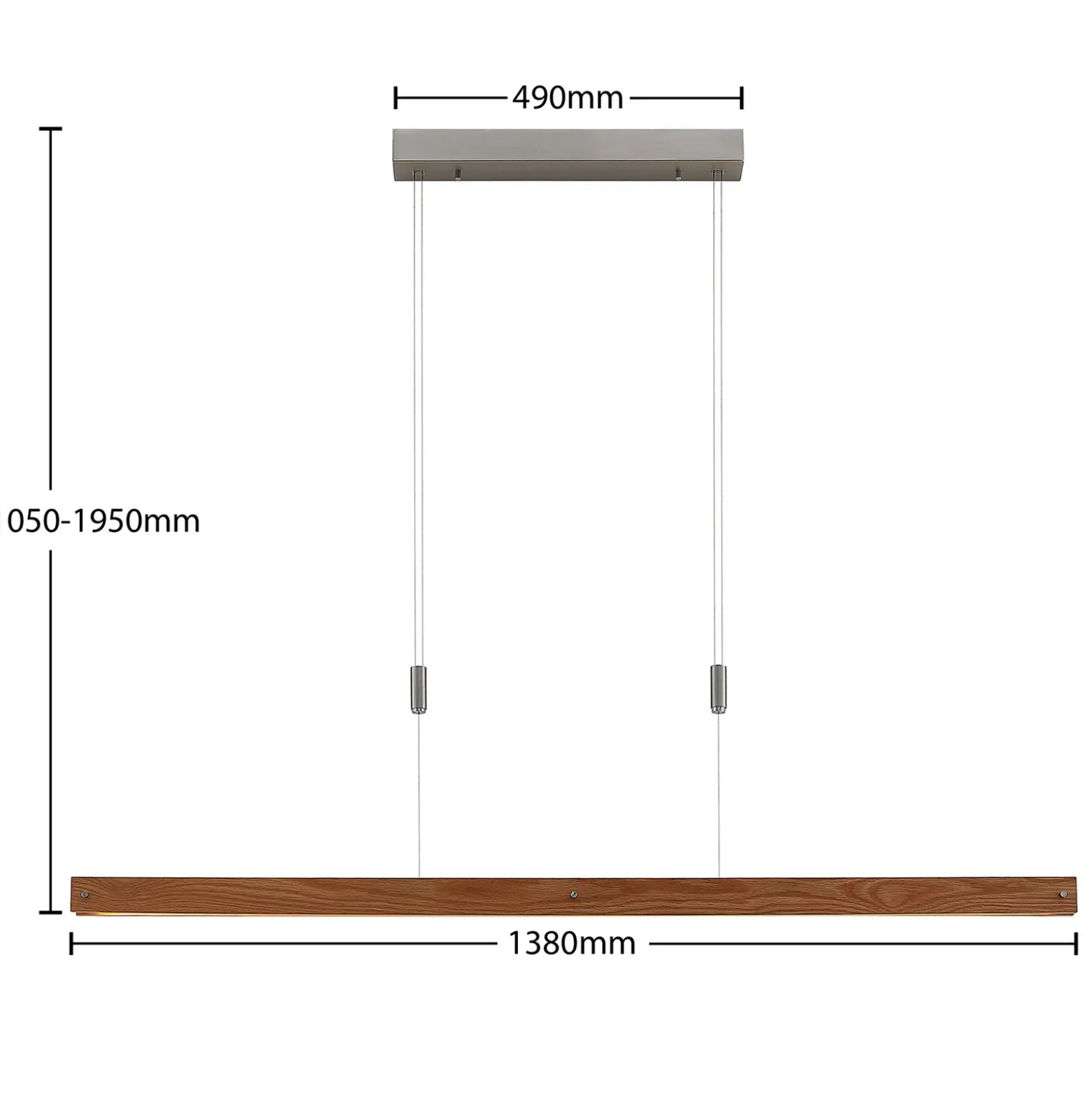 Lindby Alimara lámpara colgante LED, madera, longitud 138 cm
