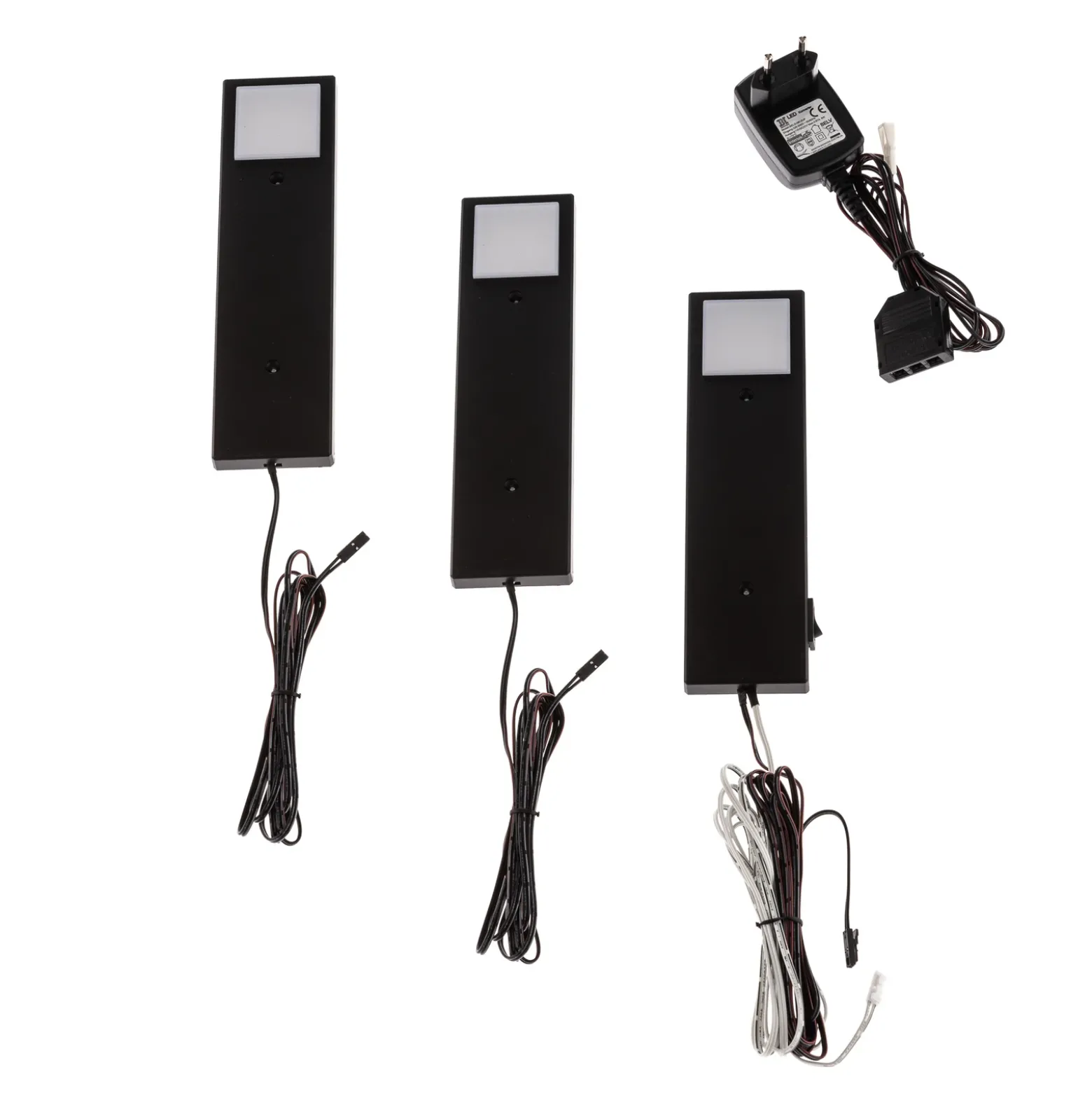 Lindby Amaryll Lámpara LED bajo mueble, set de 3, negro