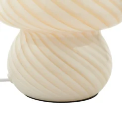 Lindby Andriana lámpara de mesa, amarillo/blanco, cristal, Ø 15 cm
