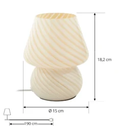 Lindby Andriana lámpara de mesa, amarillo/blanco, cristal, Ø 15 cm