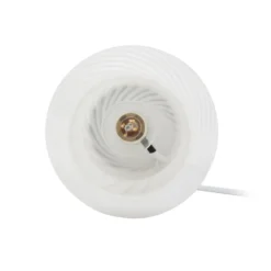 Lindby Andriana lámpara de mesa, amarillo/blanco, cristal, Ø 15 cm