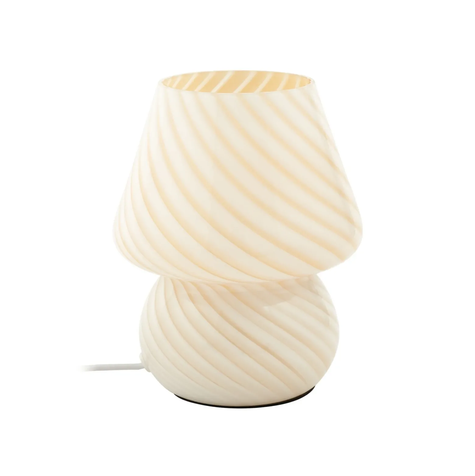 Lindby Andriana lámpara de mesa, amarillo/blanco, cristal, Ø 15 cm