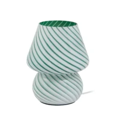 Lindby Andriana lámpara de mesa, verde/blanco, cristal, Ø 15 cm