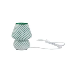 Lindby Andriana lámpara de mesa, verde/blanco, cristal, Ø 15 cm