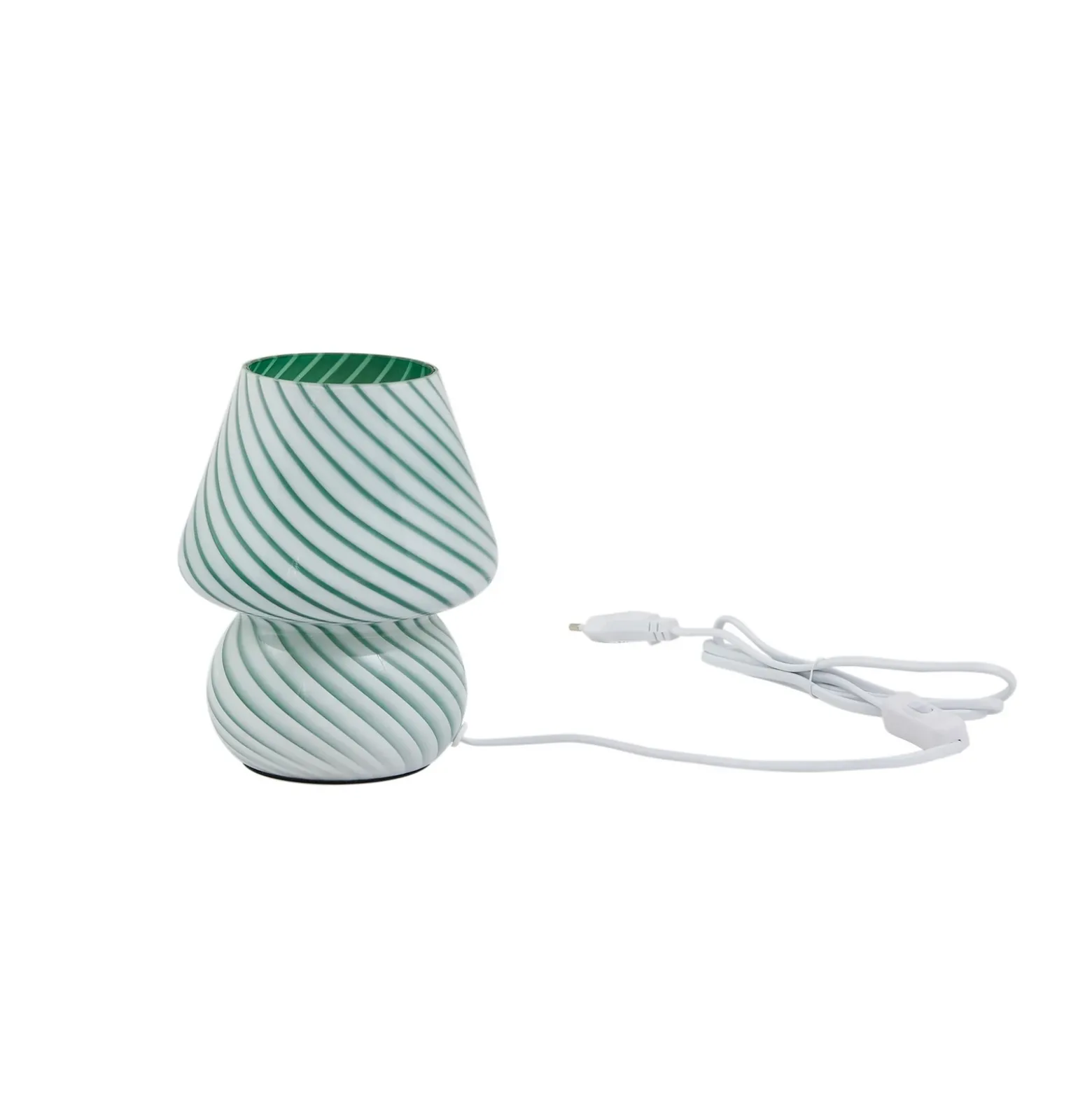 Lindby Andriana lámpara de mesa, verde/blanco, cristal, Ø 15 cm