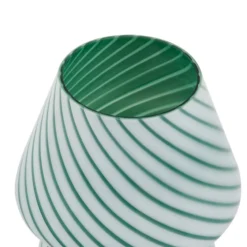 Lindby Andriana lámpara de mesa, verde/blanco, cristal, Ø 15 cm