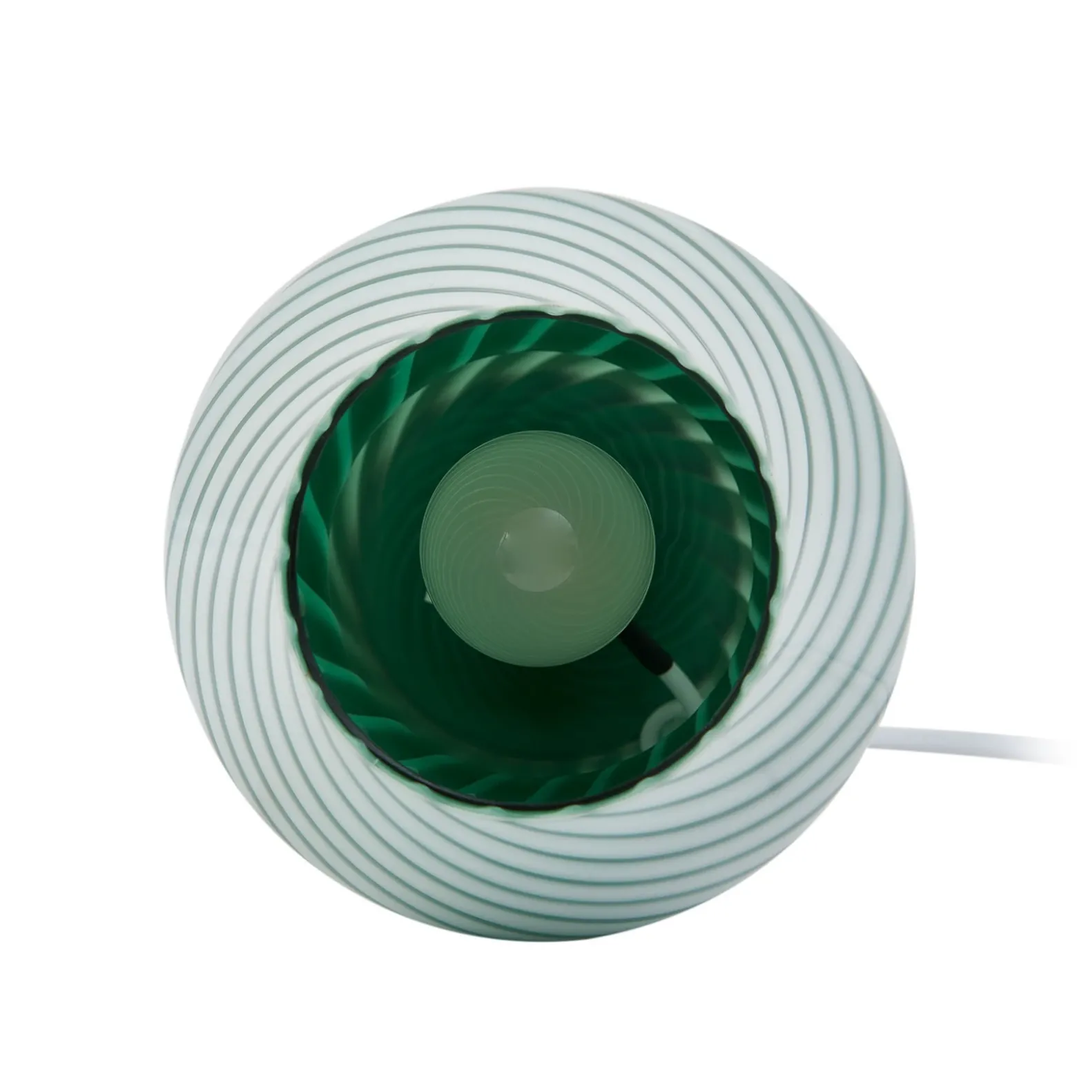 Lindby Andriana lámpara de mesa, verde/blanco, cristal, Ø 15 cm