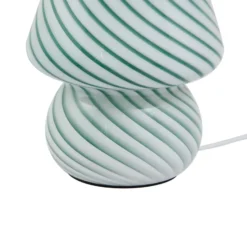 Lindby Andriana lámpara de mesa, verde/blanco, cristal, Ø 15 cm
