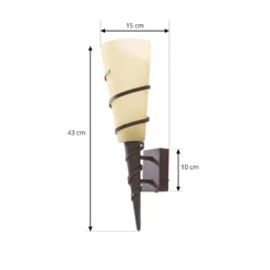Lindby aplique de pared Anouk, altura 44 cm, cristal, metal, antorcha
