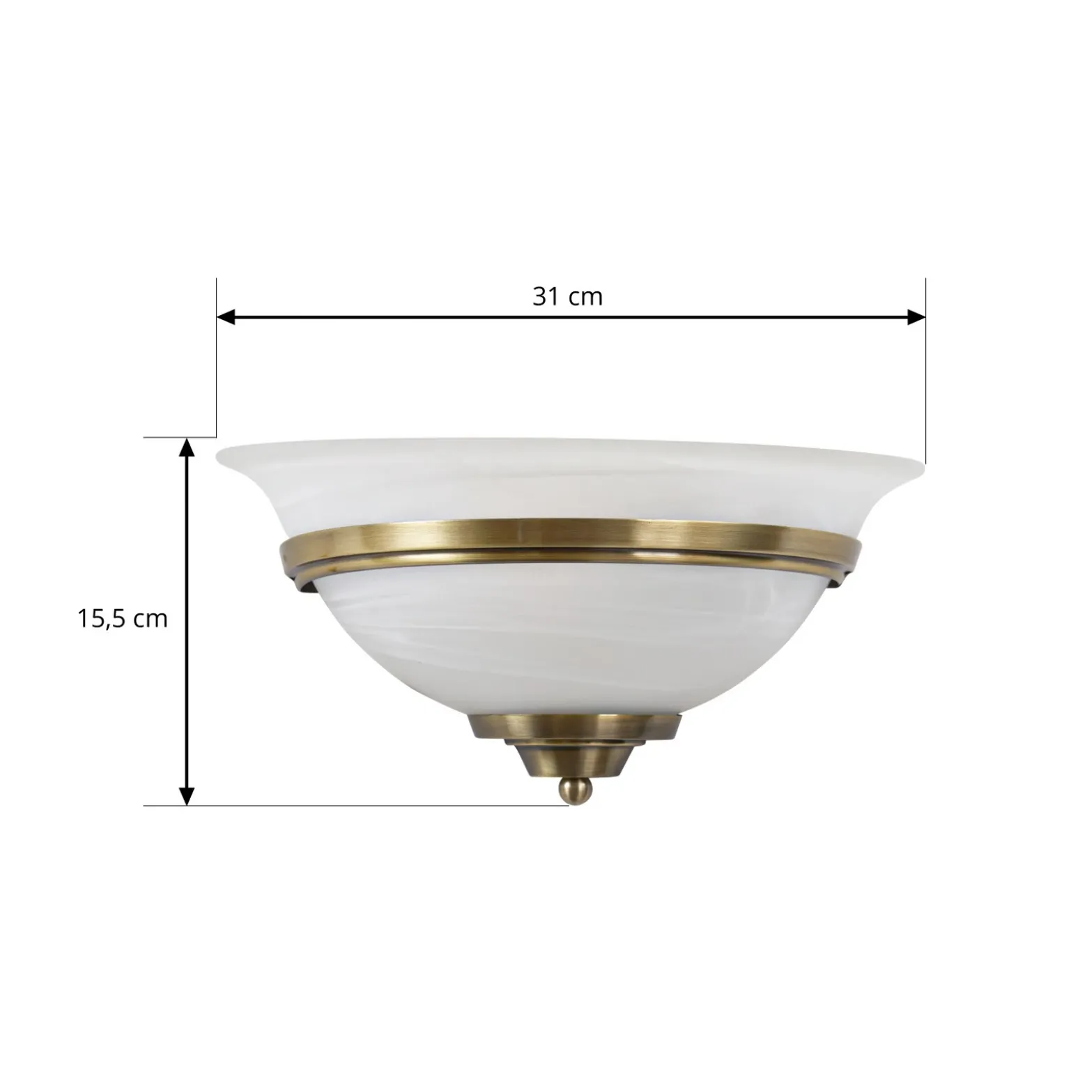 Lindby aplique de pared Irimia, 31 cm, latón envejecido, cristal