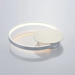 Lindby aplique de pared LED Anays, Ø 32 cm, cromo/claro, plástico