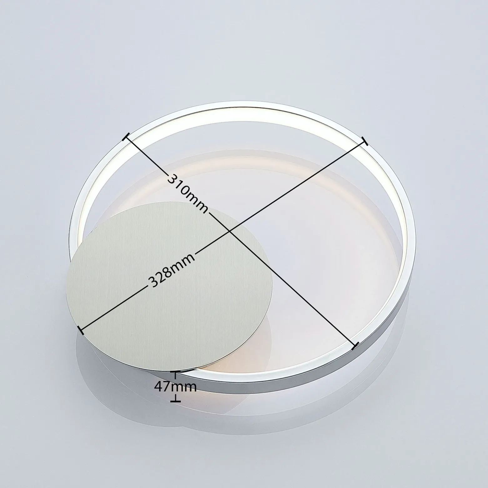 Lindby aplique de pared LED Anays, Ø 32 cm, cromo/claro, plástico