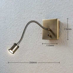 Lindby aplique de pared LED Mayar, latón, metal, lámpara de lectura, 11cm