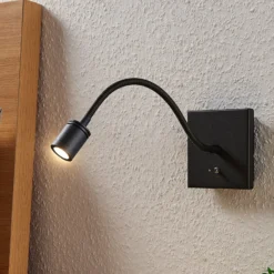 Lindby aplique de pared LED Mayar, 2pcs, negro, lámpara de lectura, 11 cm