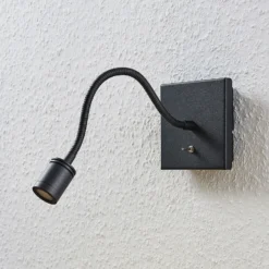 Lindby aplique de pared LED Mayar, 2pcs, negro, lámpara de lectura, 11 cm