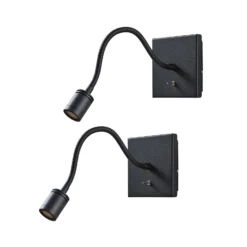 Lindby aplique de pared LED Mayar, 2pcs, negro, lámpara de lectura, 11 cm