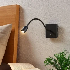 Lindby aplique de pared LED Mayar, 2pcs, negro, lámpara de lectura, 11 cm