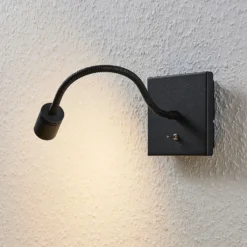 Lindby aplique de pared LED Mayar, 2pcs, negro, lámpara de lectura, 11 cm