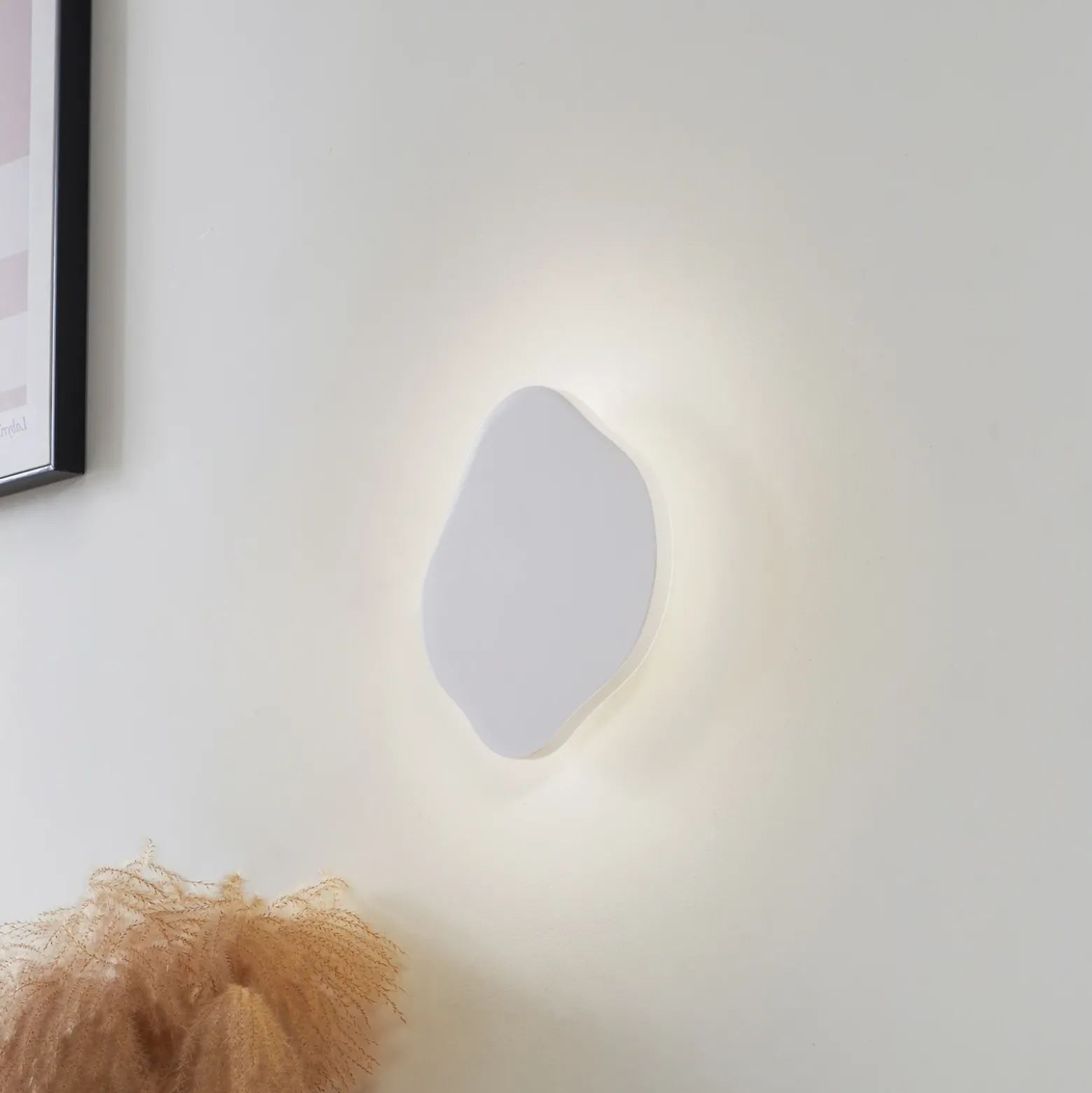 Lindby aplique de pared LED Nielson, blanco, yeso, 30 x 30 cm