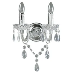 Lindby aplique de pared Merida, cromo, metal, 2 luces, altura 35 cm
