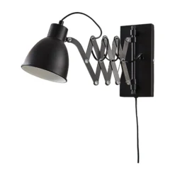 Lindby Aplique de pared Merle, negro, 60 cm, lámpara de lectura, extensible