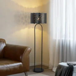 Lindby Aralena lámpara de pie, negro/oro, altura 143,5 cm