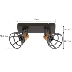 Lindby Arinthea downlight de techo, 2 luces, negro, acero, E14