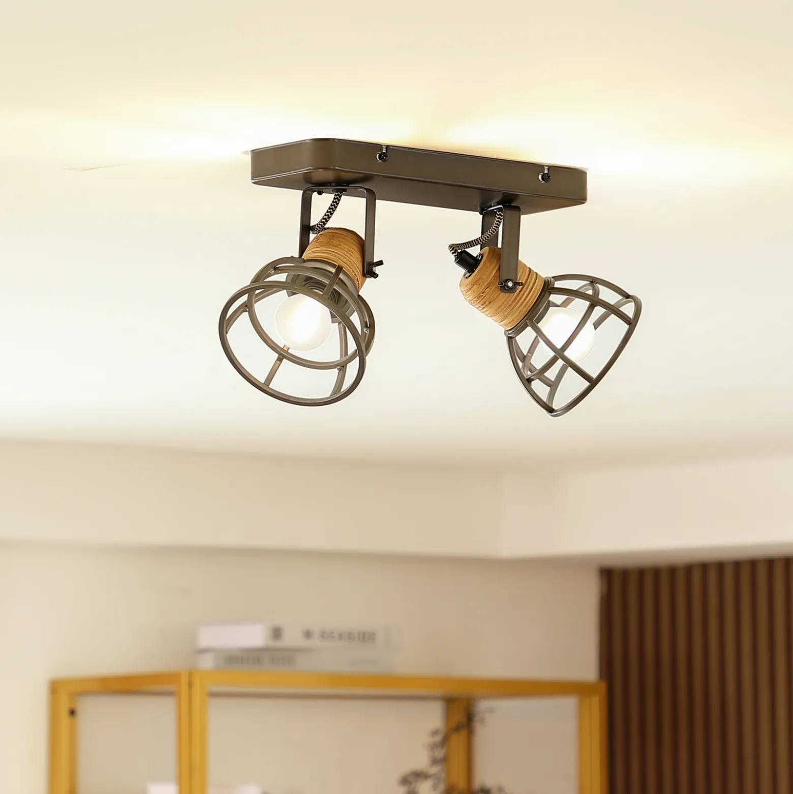 Lindby Arinthea downlight de techo, 2 luces, negro, acero, E14