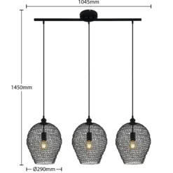 Lindby Benja lámpara colgante, 3 luces, negro