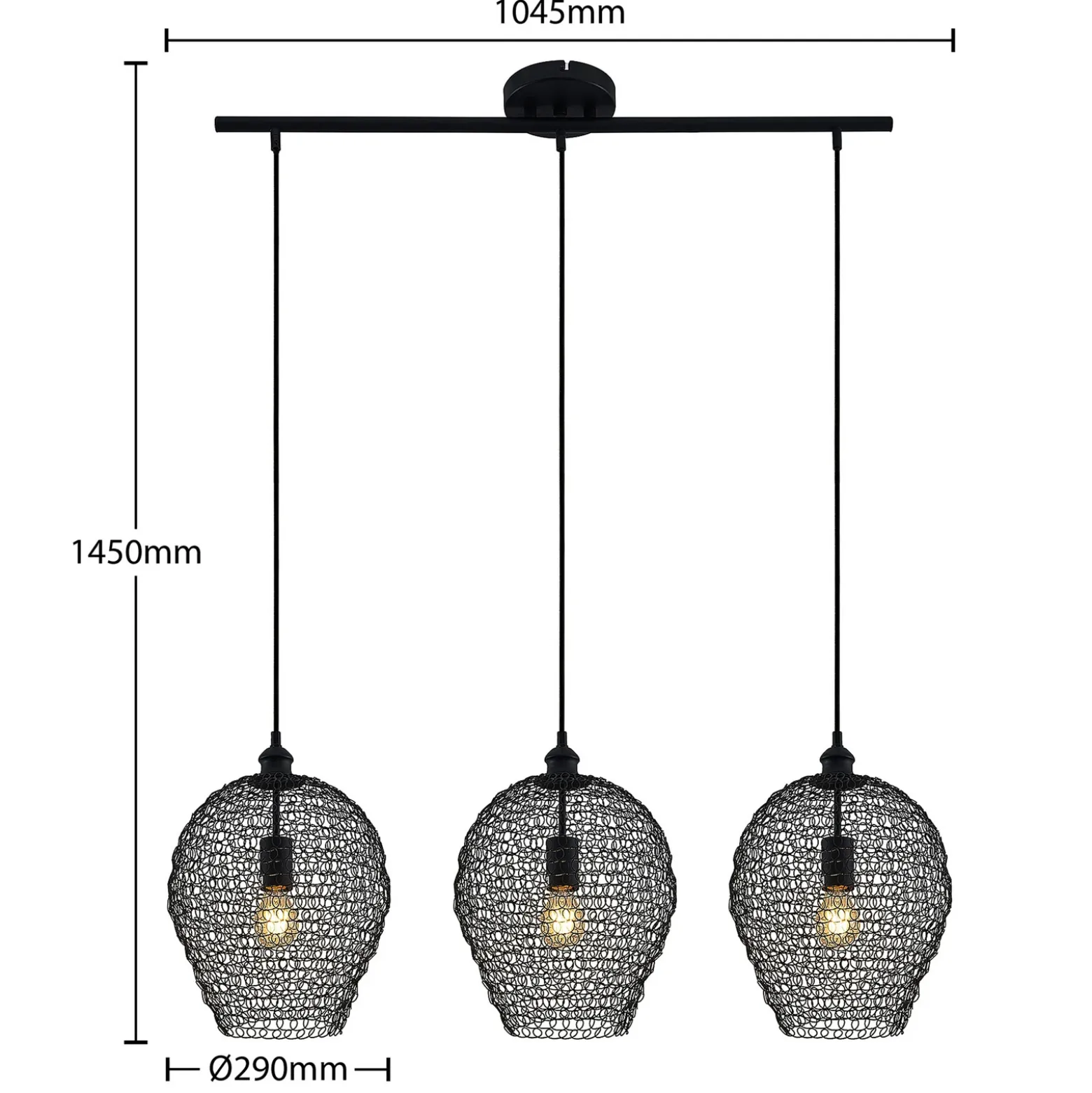 Lindby Benja lámpara colgante, 3 luces, negro