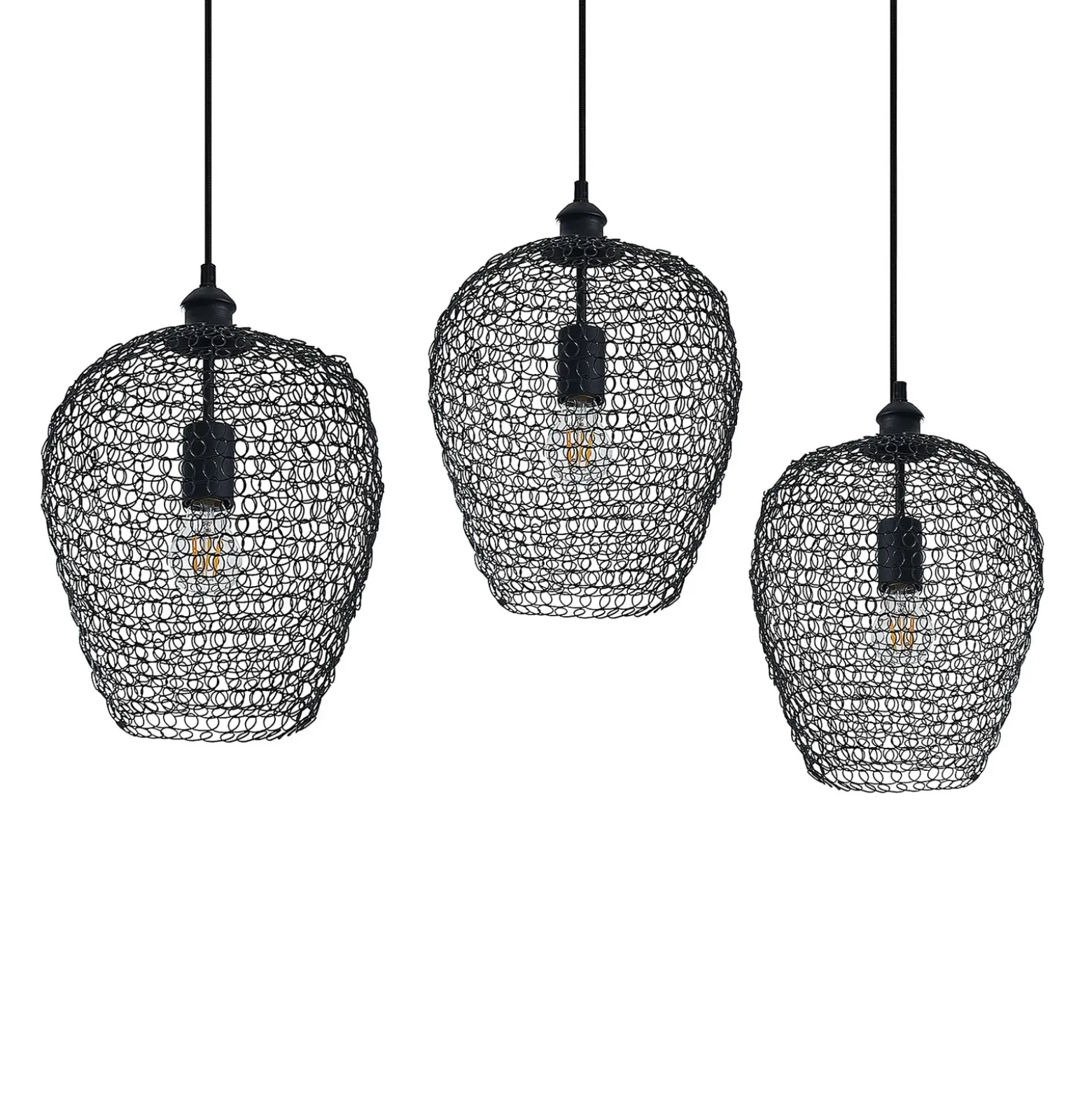 Lindby Benja lámpara colgante, 3 luces, negro