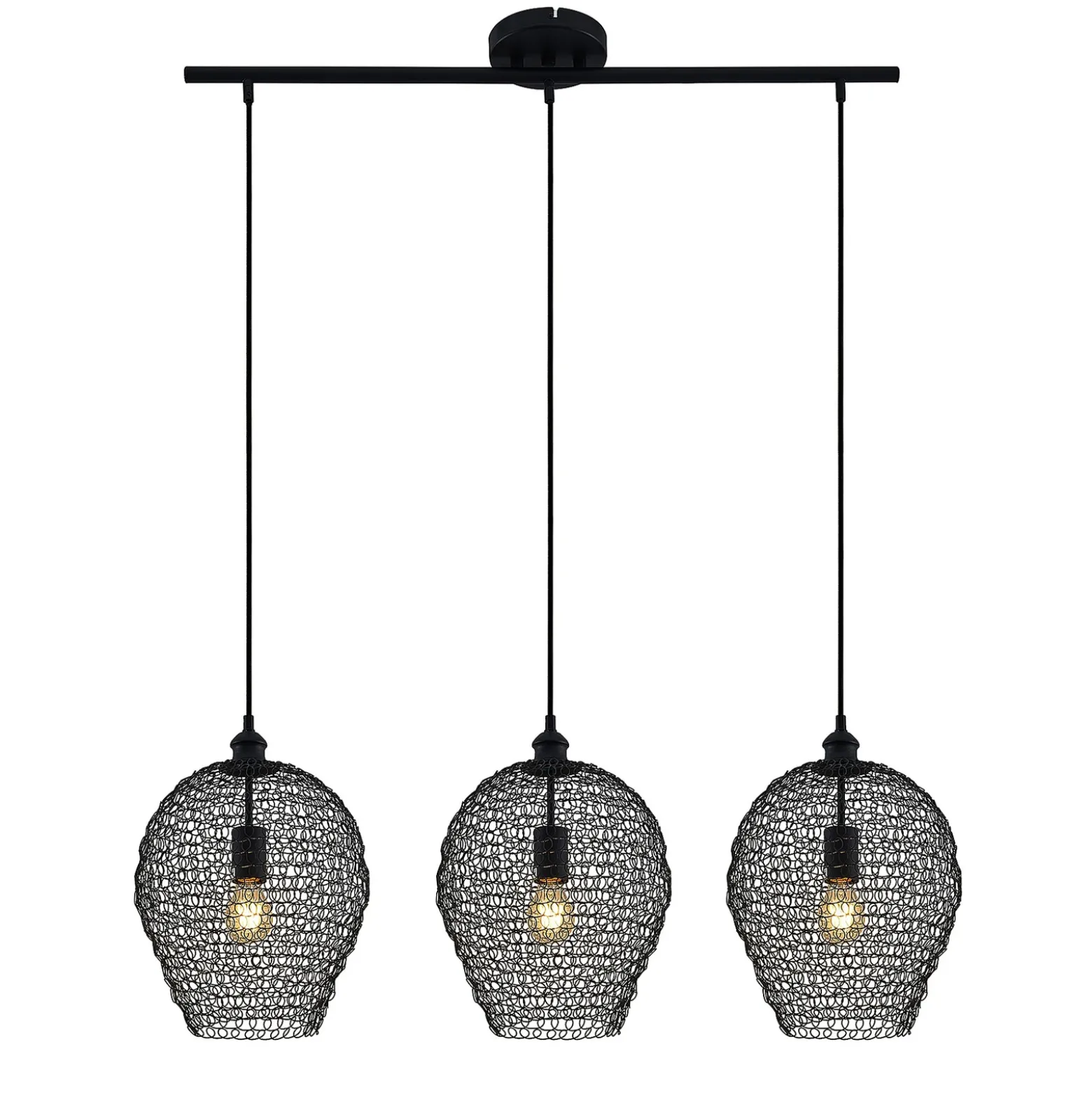 Lindby Benja lámpara colgante, 3 luces, negro