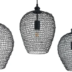 Lindby Benja lámpara colgante, 3 luces, negro