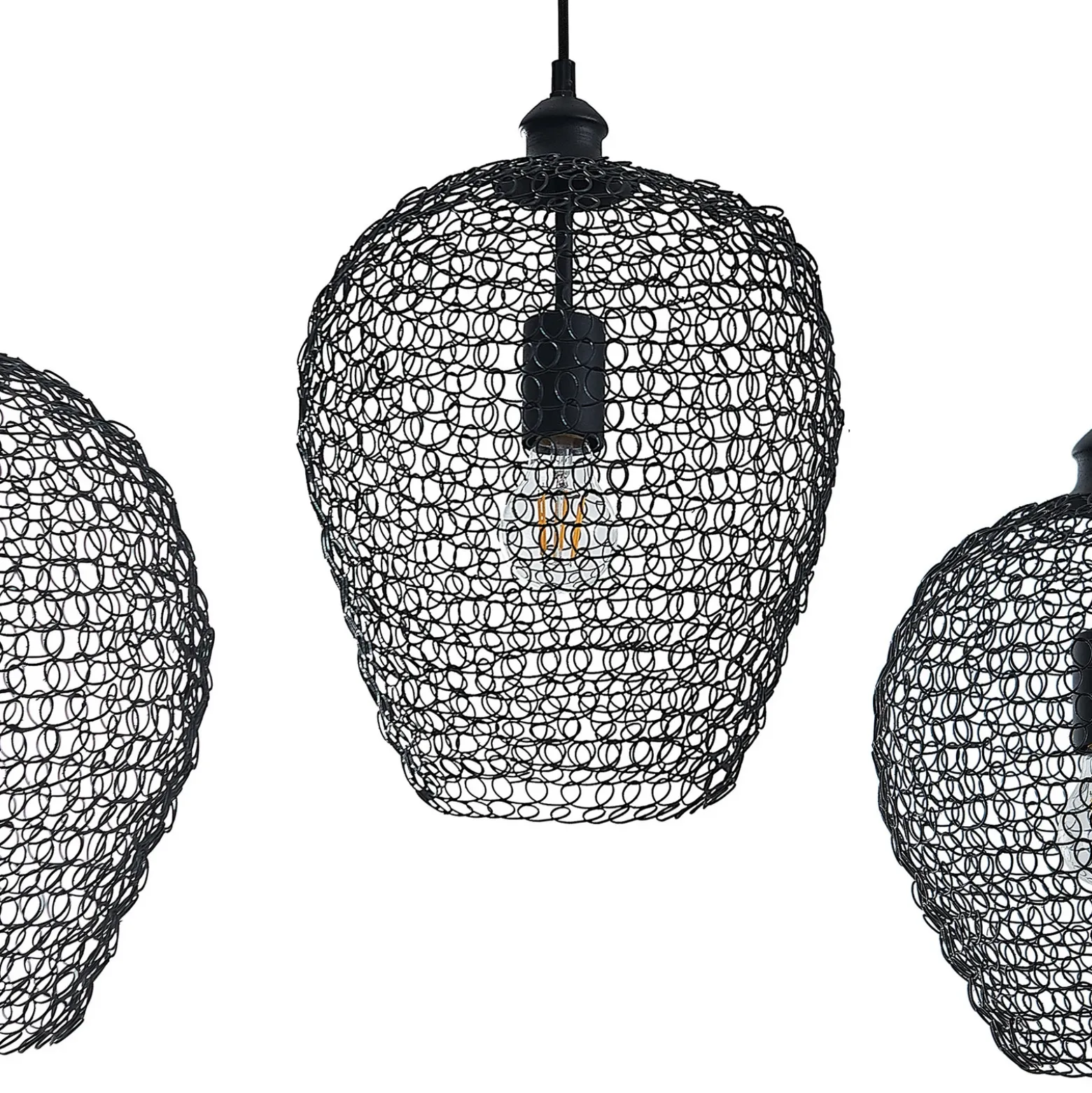 Lindby Benja lámpara colgante, 3 luces, negro