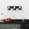 Lindby Bosko foco, negro, 3 luces, alargado