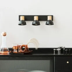 Lindby Bosko foco, negro, 3 luces, alargado